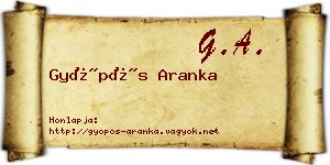 Gyöpös Aranka névjegykártya